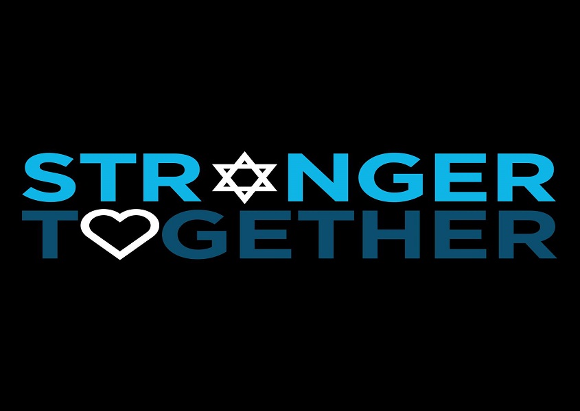 Stronger Together logo with Star of David and heart