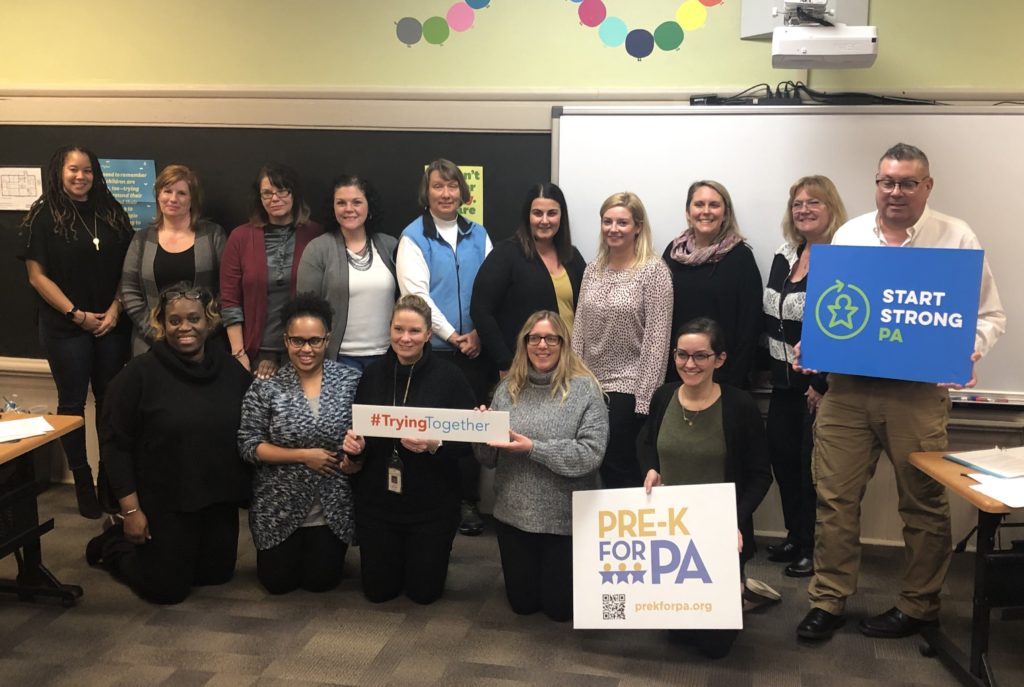 Image: Trying Together ECE Advocacy Fellows meet for the first time at Trying Together's main office in January 2020.