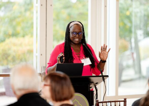 Woman speaking at conference